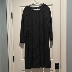 J. Jill Gray Long Sleeve Sheath Dress Crew Neck